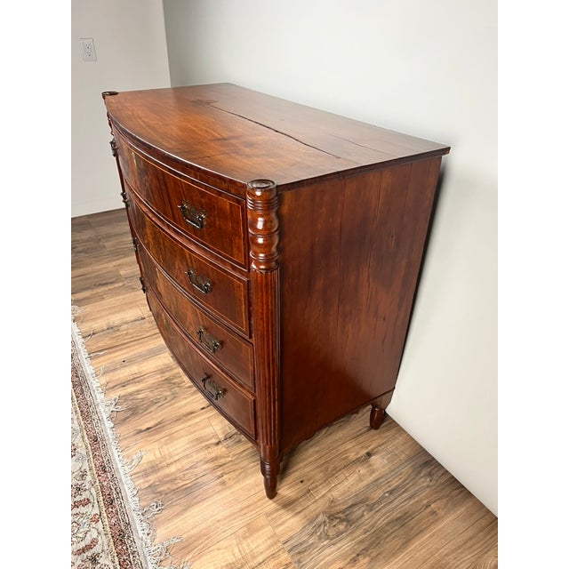 Traditional Antique Sheraton Mahogany Bowfront Chest C. Early 19th Century For Sale - Image 3 of 15