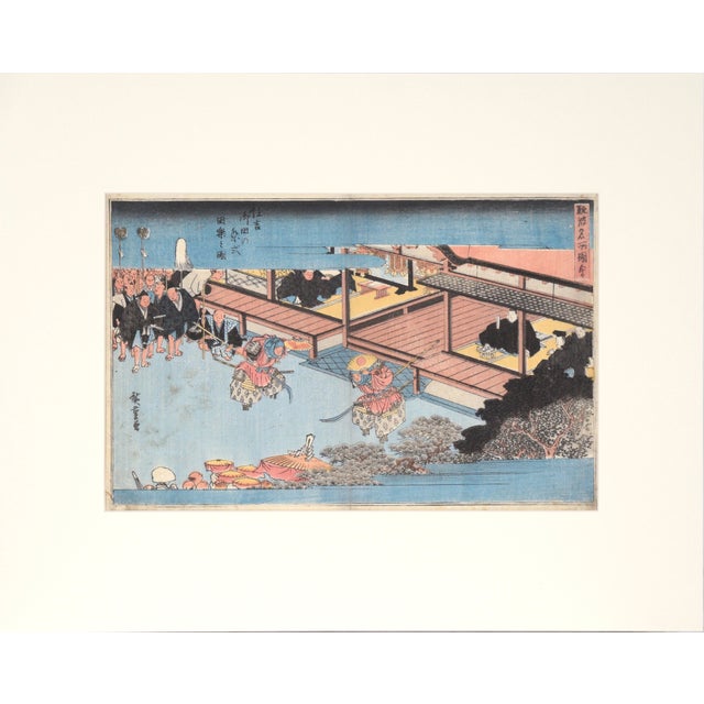 Sumiyoshi: Dengaku dance performed during an Onda ceremony - Woodblock Print Bright woodblock print by Utagawa Hiroshige...