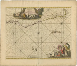 Antique Map of the Coast of Angola to Port Elizabeth in South Africa, 1675, Set of 2