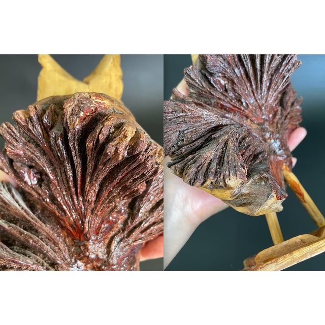 Tan Vintage Hand Carved Parasite Wood Owl For Sale - Image 8 of 11