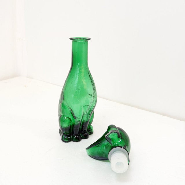 Mid-Century Modern Carafe in Green Embossed Glass, 1960s For Sale - Image 14 of 16