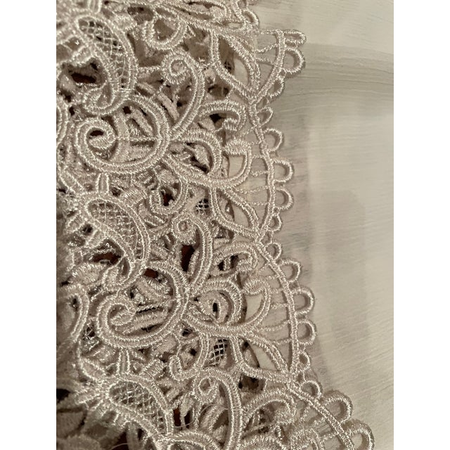 Vintage 1950s European Embroidered Lace Chiffon Curtains Panels Set of Six For Sale - Image 11 of 12