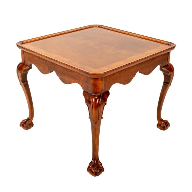 Brown Vintage Henredon Banded Bookmatched Mahogany Claw Footed Accent End Table For Sale - Image 8 of 11