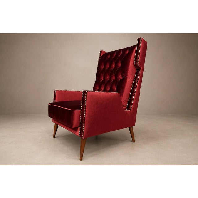 Giuseppe Scapinelli Armchair in Hardwood & Ruby Cotton Velvet, Brazil, 1956 For Sale - Image 10 of 18
