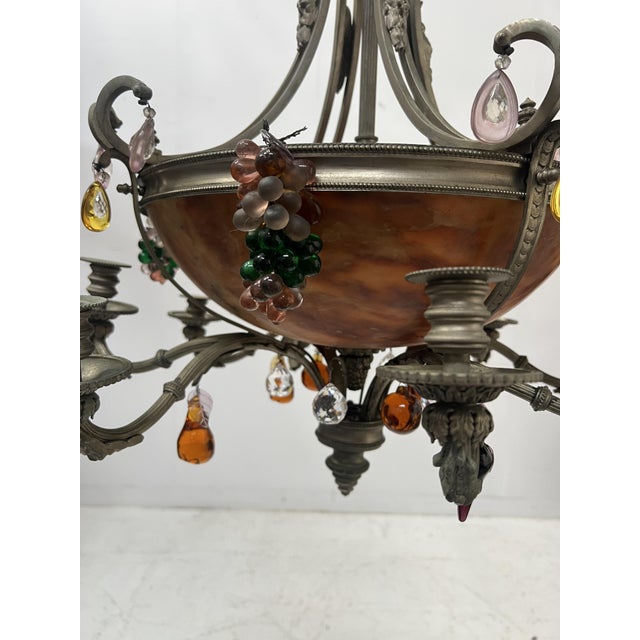 19th Century Napoleon III Bronze and Alabaster Chandelier with Eight Lights For Sale - Image 14 of 18