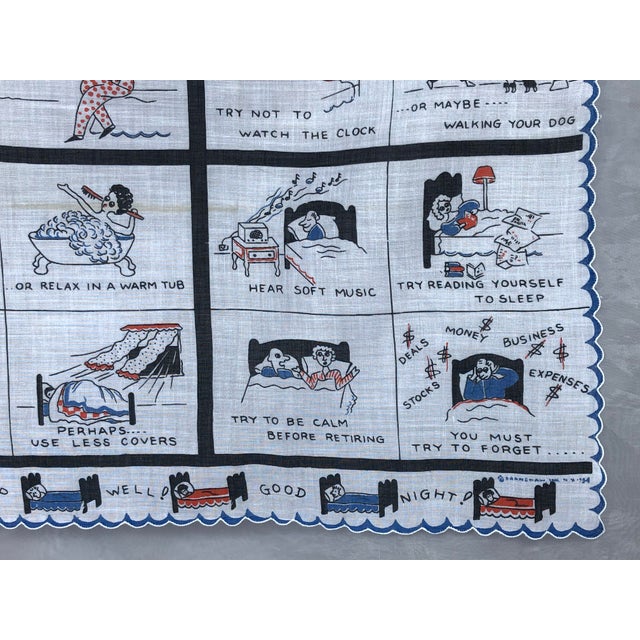1950s Vintage Handkerchief Insomnia Decorative Textile Panel For Sale - Image 5 of 10