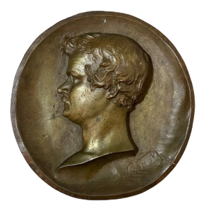 High Quality Antique Signed Thick Bronze Relief Portrait Wall Plaque Medallion
