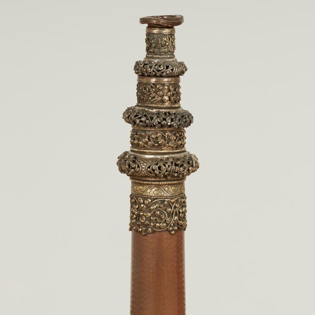 Pair of Antique Copper Tibetan Horns or Dungchen For Sale - Image 9 of 14