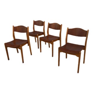 1960s Danish Teak and Birch Stacking Chairs For Sale