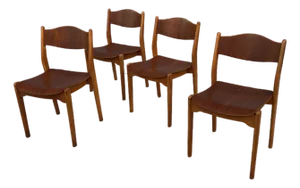 1960s Danish Teak and Birch Stacking Chairs