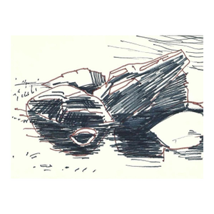 1967 Robert Angeloch Montauk Coastal Rocks Drawing