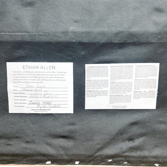 Ethan Allen Custom Tufted Pink Textured Ottoman With Nailhead Trim For Sale - Image 11 of 11