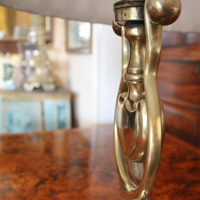 Victorian Antique English Brass Lamp For Sale - Image 3 of 10