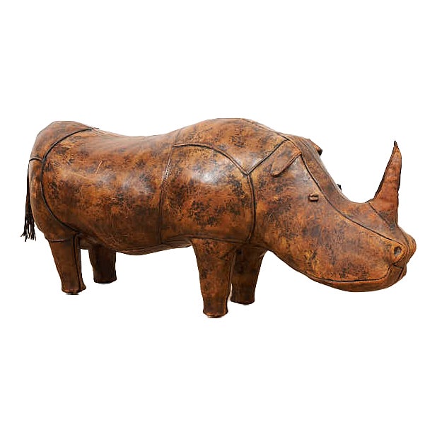 Animal Rhino Ottoman in Leather by Dimitri Omersa for Omersa, 1963 For Sale