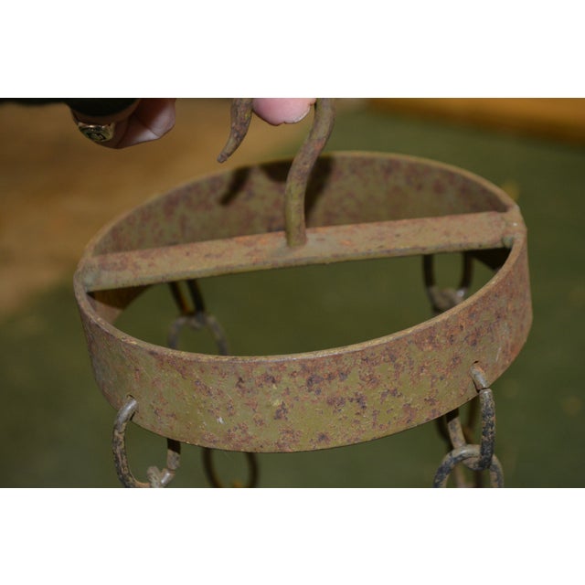 Gothic Vintage Gothic Rustic Green Cast Iron Tiered Candle Square Chandelier W/ Rings & Chains Castle For Sale - Image 3 of 16