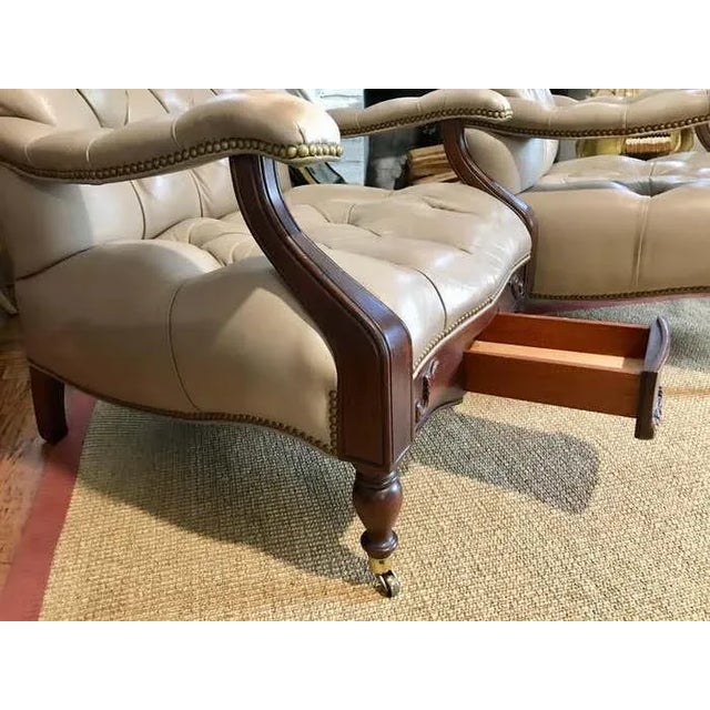 Gray 1990s Pair of Hancock & Moore Leather Cigar Chairs For Sale - Image 8 of 12