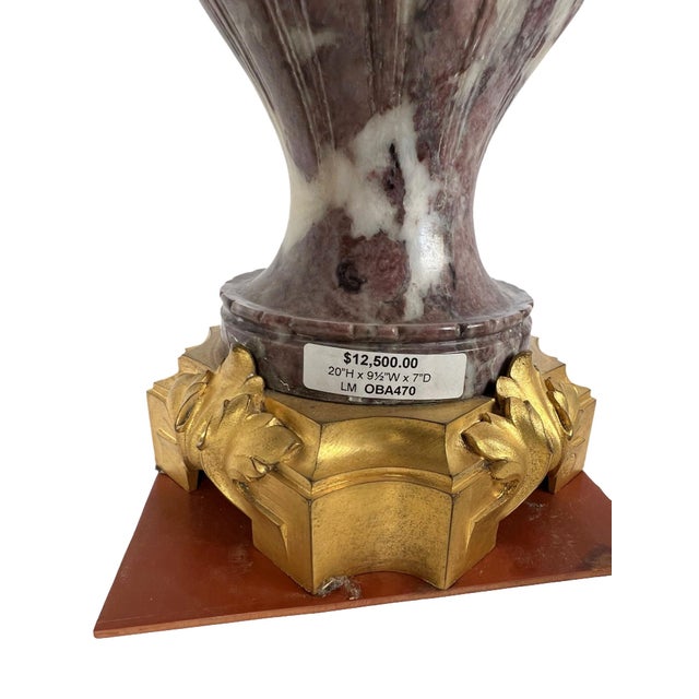 Metal F. Rambaud Signed Late 19th Century Purple Fluted Marble Urn With Lid For Sale - Image 7 of 9