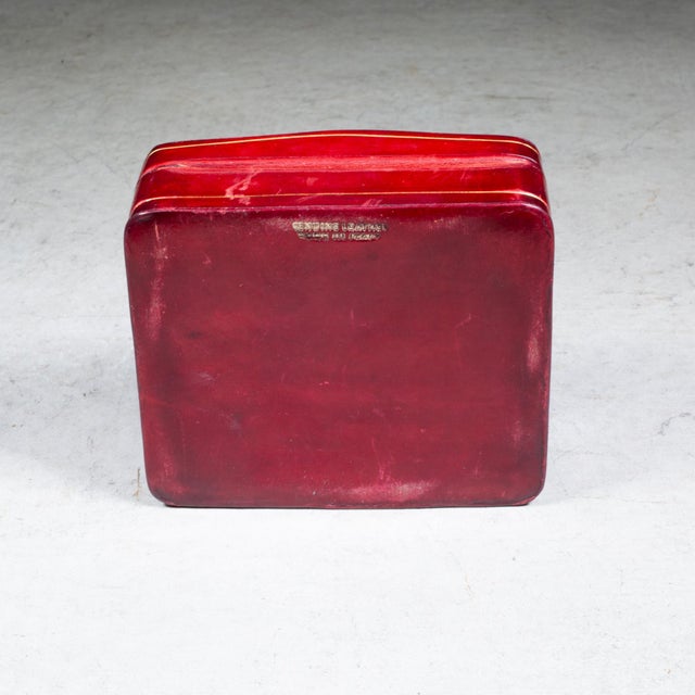 Red Mid-Century Italian Mongrammed Humpback Calfskin Trinket Box c.1960 For Sale - Image 8 of 8