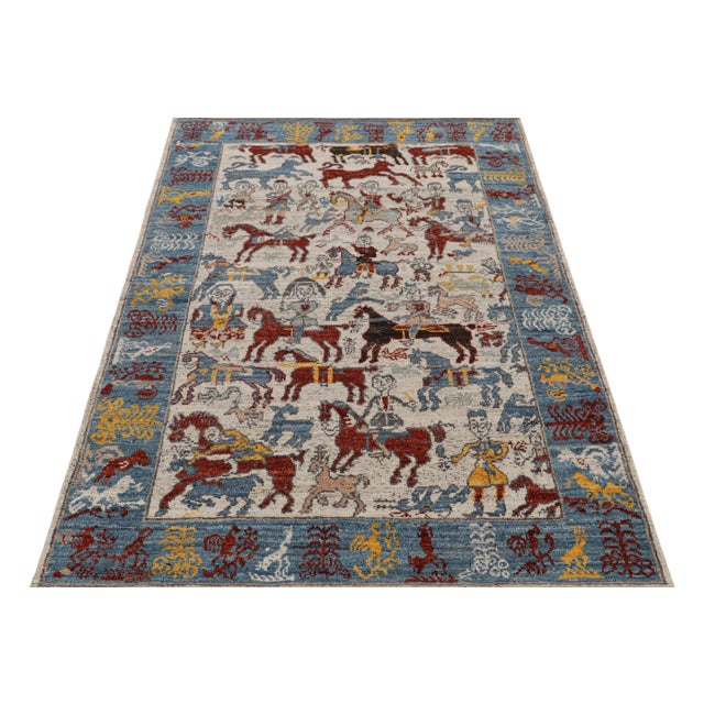 2010s Rug & Kilim’s Modern Burano Rug With Colorful Horse and Rider Pictorials For Sale - Image 5 of 7