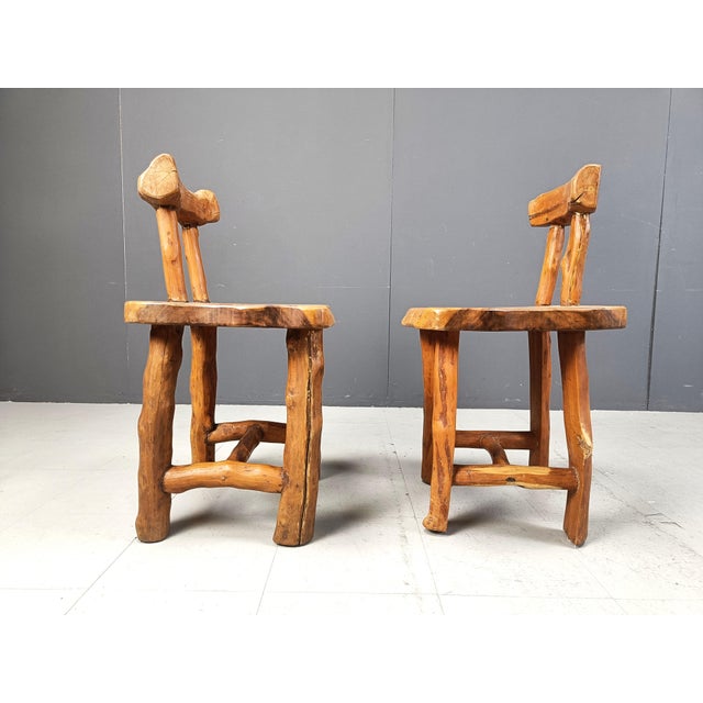 Vintage Brutalist Sculptural Dining Chairs, 1960s, Set of 6, in Very Good conditions. Designed 1960 to 1969
