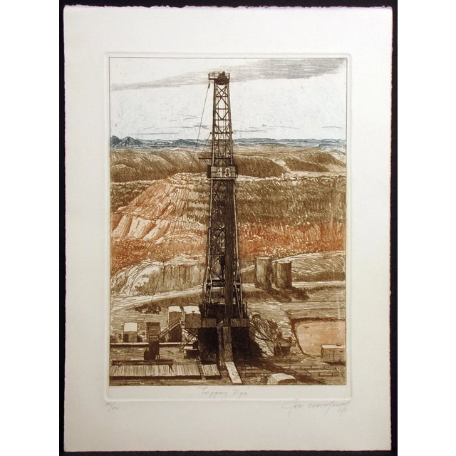 1981 "Tripping Pipe" Hand-Signed Numbered Etching of an Oil Field by Jeb Breithaupt For Sale In Denver - Image 6 of 6