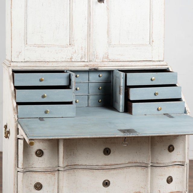 Early 19th Century White Painted Danish Oak Tall Secretary Dated 1805 For Sale - Image 5 of 12