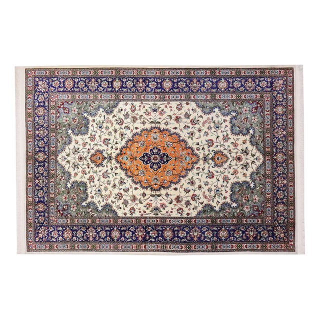 Middle Eastern Hand-Knotted Ghom Rug For Sale