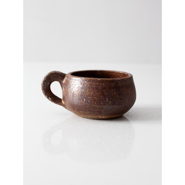 Brown Vintage Studio Pottery Mug For Sale - Image 8 of 11