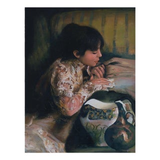 Unknown, Young Woman in a Fine Spanish Lace Embroidered Blouse, 1970s, Oil on Canvas For Sale