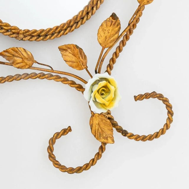 Modern Italian Gilt Wrought Iron Mirrored Wall Sconce For Sale - Image 3 of 4