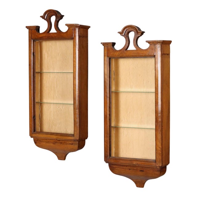 Walnut Display Cases, Set of 2 For Sale