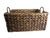 Vintage Water Hyacinth Woven Reed Basket + Brass Handles For Sale - Image 9 of 11