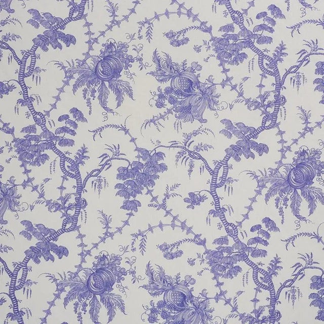 Sample - Schumacher San Cristobal Toile Fabric in Purple For Sale