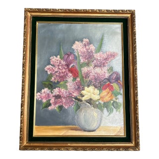 1960’s Original Floral Still Life Painting “Spring Flowers” For Sale