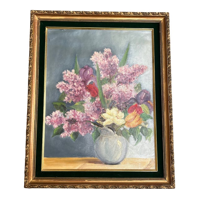 1960’s Original Floral Still Life Painting “Spring Flowers” For Sale