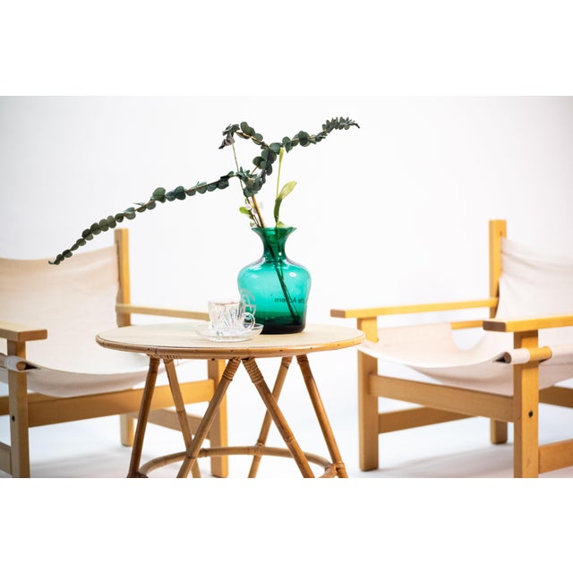 1960s Mid-Century Modern Lounge Chairs in Wood with Canvas, 1960s, Set of 2 For Sale - Image 5 of 10