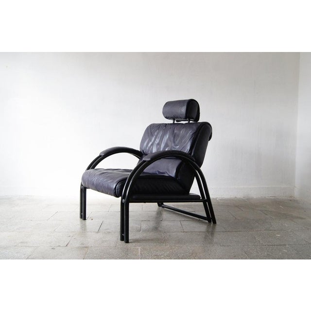 Vintage Italian Lounge Chair in Leather For Sale - Image 14 of 15