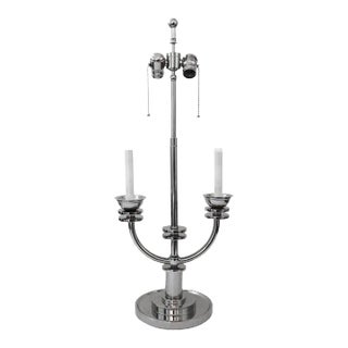 Karl Springer Attrib Table Lamp Nickel Plated Art Deco Revival For Sale