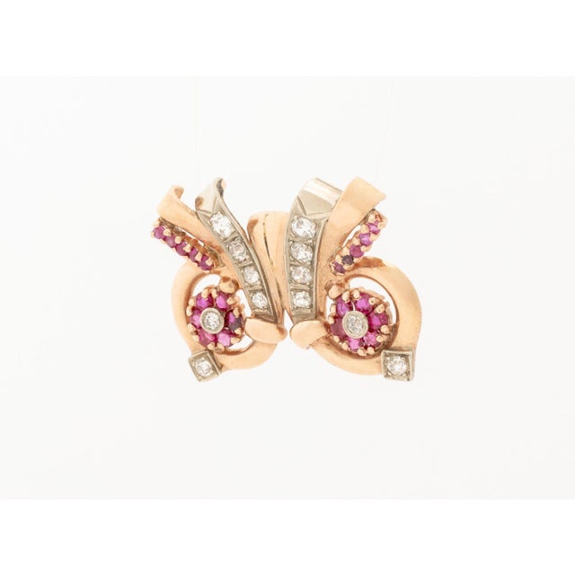 Vintage Rose Gold, Diamond, and Ruby Pendant For Sale - Image 4 of 8