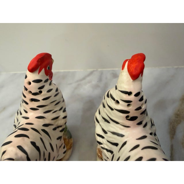 Farmhouse Vintage Japanese Bisque Barred Rock Hen Salt and Pepper Shakers, a Pair For Sale - Image 3 of 12