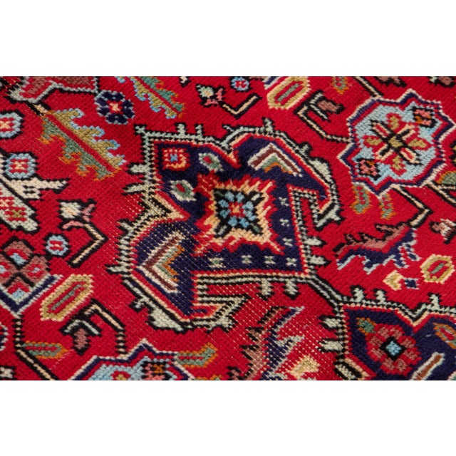 Vintage Handmade Persian Red Medallion Wool Rug 6'5" X 9'8" For Sale - Image 9 of 10