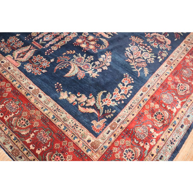 Antique Zabihi Collection Navy Blue Persian Sarouk Rug - 8'9" x 10'11" For Sale - Image 11 of 12
