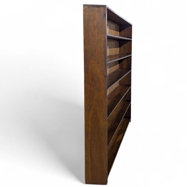 Late 20th Century Vintage Pine Five-Shelf Bookcase, 73-Inch Rustic Open Display Cabinet For Sale - Image 5 of 18