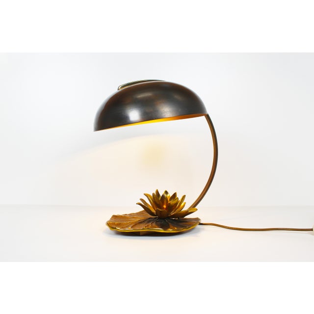 Vintage Lily Table Lamp in Bronze from Maison Charles, 1960s For Sale - Image 10 of 10