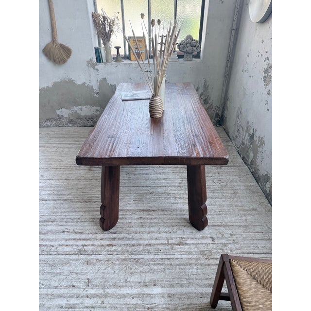 Brown Brutalist Oak Table attributed to De Puydt, Belgium, 1970s For Sale - Image 8 of 18