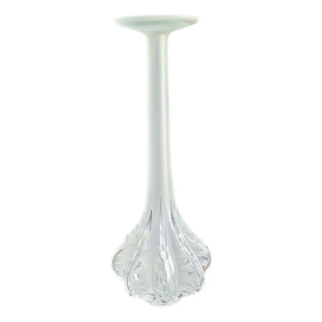 Soliflore Glass Vase Marie-Claude in Frosted Crystal Glass by Lalique, 1970s For Sale