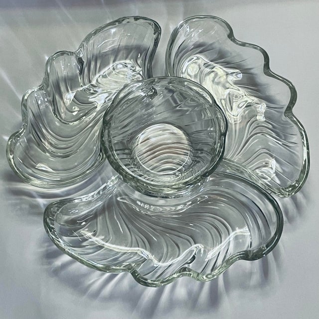 Glass Vintage Crystal Chip & Dip Set- 4 Pieces For Sale - Image 7 of 10