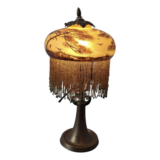 Antique Art Nouveau Bronze Table Lamp, 1920s For Sale