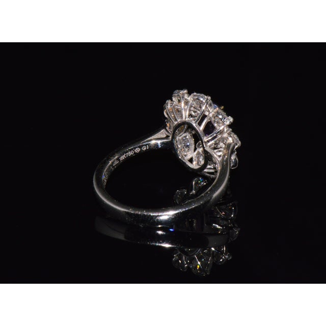 Gia Certified 3.15ct No-Heat Purple Pink Sapphire & Diamond 18k Gold Halo Ring, Size 6.5 For Sale - Image 4 of 18