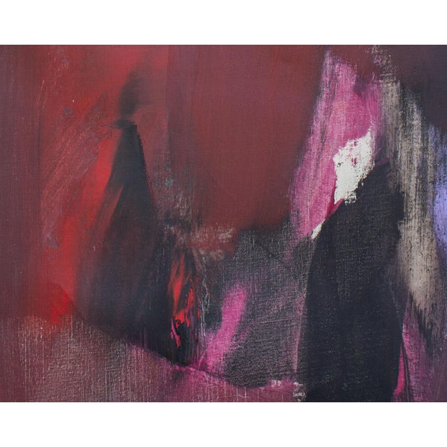 Mid 20th Century Baum Abstract Mixed Media on Canvas Painting by Reiko Sakagami For Sale - Image 4 of 10